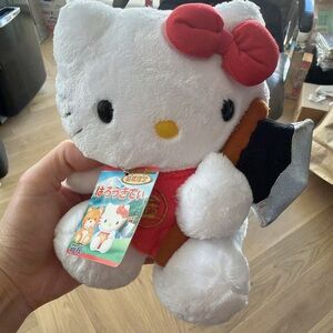 Hello Kitty Plush with Red Bow and Silver Umbrella